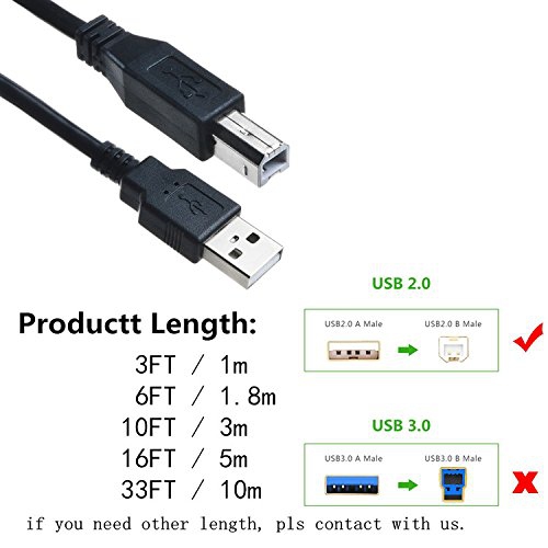 Accessory USA 6ft Printer USB Cable PC Laptop Notebook Data Transfer Cord for Behringer XENYX 302USB Mixer USB Audio Interface