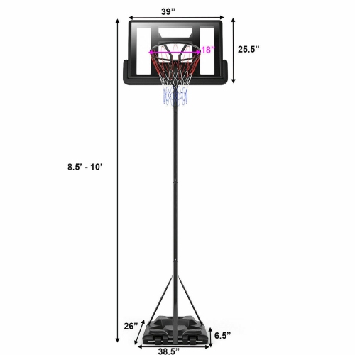 Gymax Height Adjustable Portable Basketball Hoop System Shatterproof Backboard Wheels