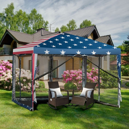 Gymax 10' x 10' Outdoor Pop-up Canopy Tent w/ Mesh Sidewalls Carrying Bag