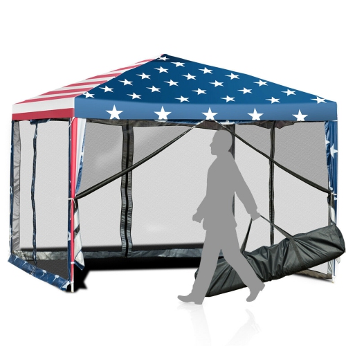 Gymax 10' x 10' Outdoor Pop-up Canopy Tent w/ Mesh Sidewalls Carrying Bag