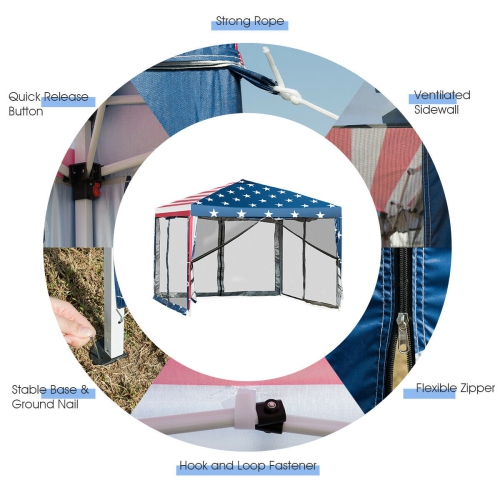 Gymax 10' x 10' Outdoor Pop-up Canopy Tent w/ Mesh Sidewalls Carrying Bag