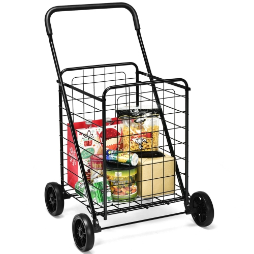 Panier pliant sur roulette, Chariot utilitaire Portable pour l'épicerie Blanchisserie Voyage marque Gymax