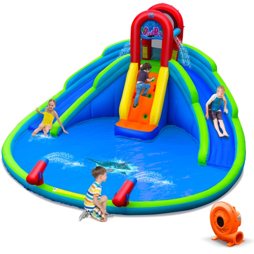 Gymax Inflatable Waterslide Wet & Dry Bounce House w/Upgraded Handrail ...