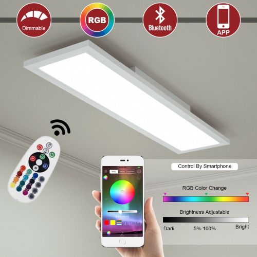 Gymax 18W RGB LED Ceiling Light w/ APP & Remote Control Home