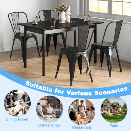 Gymax 18'' Metal Dining Chair High Back Bar Stools Set of 4 w/ X-shaped Frame Breathable Holes