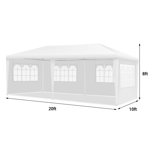 Gymax 10'x20' Outdoor Canopy Weather-resistant Tent Wedding Party Tent 4 Sidewalls W/Carry Bag