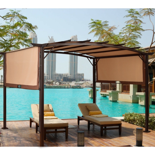 Gymax 12' x 9' Pergola Kit Metal Frame Gazebo Canopy Cover Patio Shelter