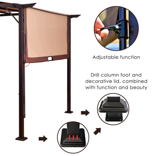 Gymax 12' x 9' Pergola Kit Metal Frame Gazebo Canopy Cover Patio Shelter