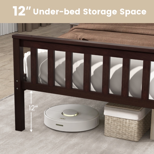 Gymax Wood Bed Frame Wood Slats Support Platform W/ Headboard &Footboard Queen Size