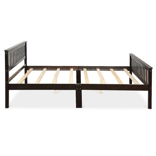 Gymax Wood Bed Frame Wood Slats Support Platform W/ Headboard &Footboard Queen Size
