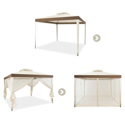 Gymax 10'x 10' Canopy Gazebo Tent Shelter W/Mosquito Netting Outdoor Patio