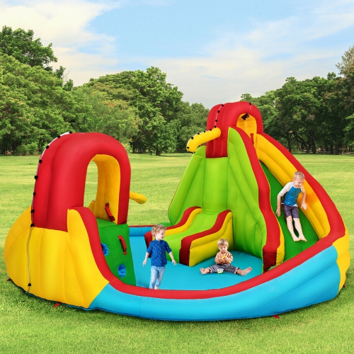Gymax Kids Gift Inflatable Water Slide Park Bounce House w/480W Blower