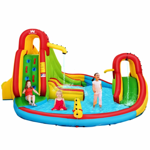 Gymax Kids Gift Inflatable Water Slide Park Bounce House w/480W Blower