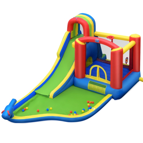 Gymax Inflatable Jungle Bounce House w/ Dual Slides Climbing Wall Jumping Area