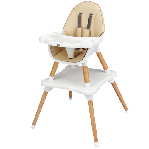 Costway 5-in-1 Baby High Chair Infant Wooden Convertible Chair w/5-Point Seat Belt