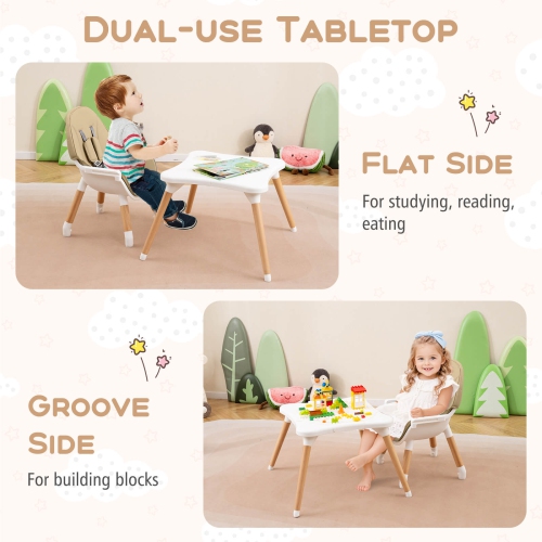 Costway 6-in-1 Baby High Chair Infant Wooden Convertible Chair w/5-Point Seat Belt