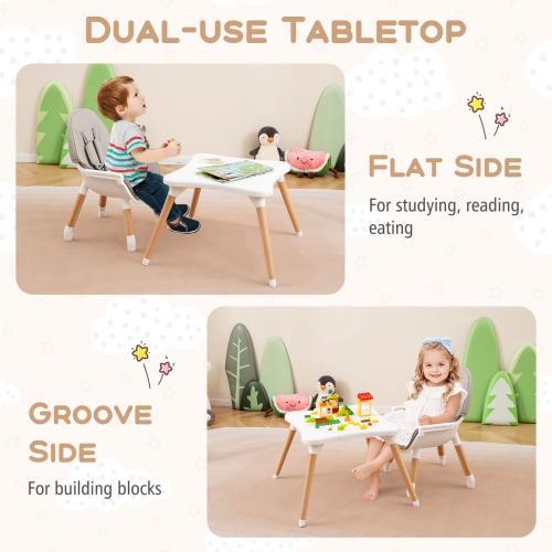 Costway 6-in-1 Baby High Chair Infant Wooden Convertible Chair w/5-Point Seat Belt