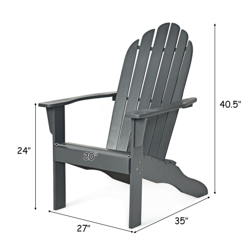 Gymax 2PCS Wooden Classic Adirondack Chair Lounge Chair Outdoor Patio Grey