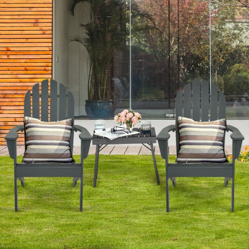 Gymax 2PCS Wooden Classic Adirondack Chair Lounge Chair Outdoor Patio Grey