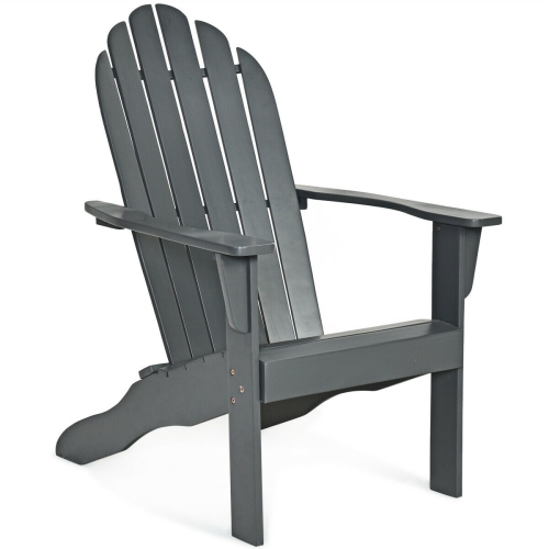 Gymax 2PCS Wooden Classic Adirondack Chair Lounge Chair Outdoor Patio Grey