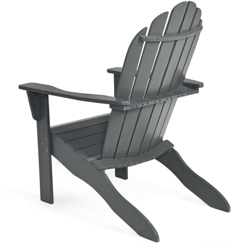 Gymax 2PCS Wooden Classic Adirondack Chair Lounge Chair Outdoor Patio Grey