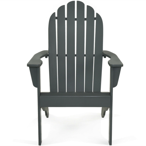 Gymax 2PCS Wooden Classic Adirondack Chair Lounge Chair Outdoor Patio Grey