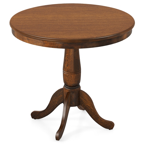 GYMAX  32" Round Pedestal Dining Table Kitchen Dining Room Walnut