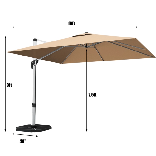 Gymax 10 Ft Square Offset Hanging Patio Umbrella 360 Degree Tilt