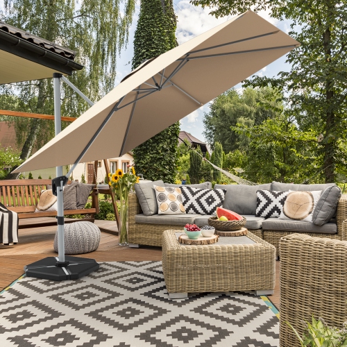 Gymax 10 Ft Square Offset Hanging Patio Umbrella 360 Degree Tilt