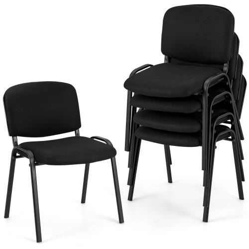Gymax Set of 5 Stackable Mid Back Conference Guest Reception Chair Office Home