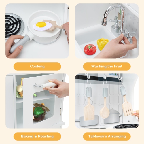 Costway Play Kitchen Pretend Play Cookware Set Toys for Kids w/ Water Dispenser