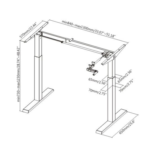 Boost Industries Floor Standing BCH-FS22C BeachOak47 Top with Manual Crank Height Adjustable Frame