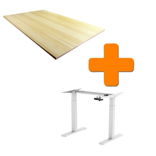 Boost Industries Floor Standing BCH-FS22C-WH BeachOak47 Top with Manual Crank Height Adjustable Frame