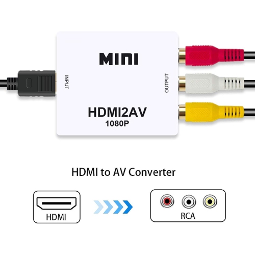 Adaptateur convertisseur audio vidéo composite CVBS HDMI à RCA 1080P HDMI vers AV 3, prise en charge avec câble de chargement USB