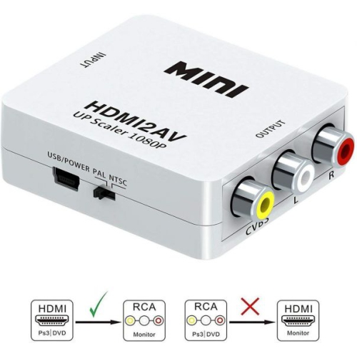 Adaptateur convertisseur audio vidéo composite CVBS HDMI à RCA 1080P HDMI vers AV 3, prise en charge avec câble de chargement USB