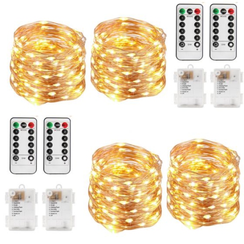 10M-100PCS LED String Lights 4-Pack, Battery Operated Mini Starry Fairy Lights, Battery Operated Copper Wire Lights for Bedroom, Christmas ,