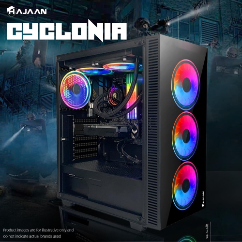 CYCLONIA Gaming PC Desktop Tower - Intel i5-10400F Processor Up To 4.30 GHz 32GB DDR4 RAM 512GB SSD Nvidia GeForce RTX 3050 GDDR6 HDMI, WIFI, Windows