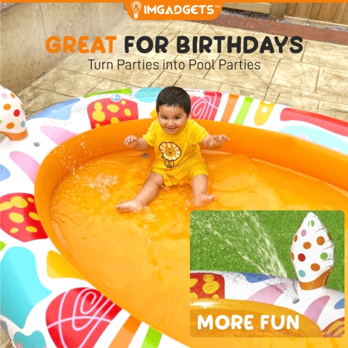 H2OGO! Groovy Giraffe Inflatable Play Pool For Kids with Built-in Water Sprayer 2.66m x 1.57m x 1.27m | Animal Pool for Backyard | Perfect for Kids |