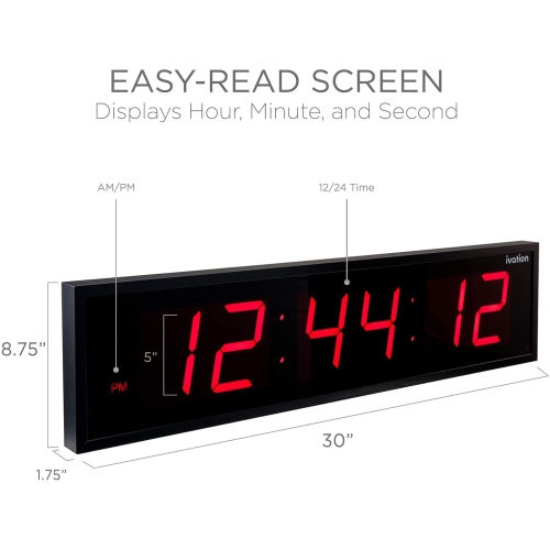 Ivation Huge Large Big Oversized Digital LED Clock - Shelf or Wall Mount