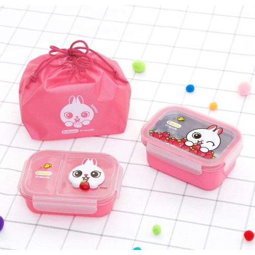 EDISON COMFORTABLE STAINLESS PICNIC LUNCH BOX SET WITH POUCH RABBIT