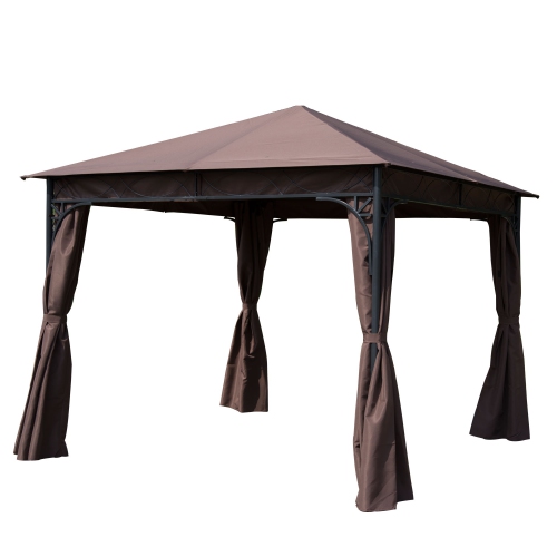 OUTSUNNY  10X10Ft Steel Garden Gazebo Patio Canopy Outdoor Event Party Tent
