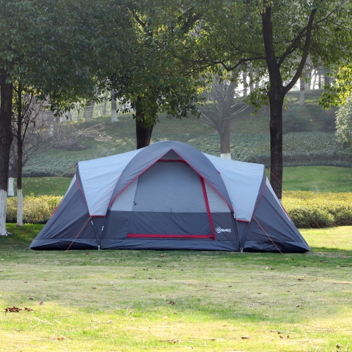 Outsunny Outdoor Camping Tent For 5-6 W/ Build-in Bag, Lighting Hook
