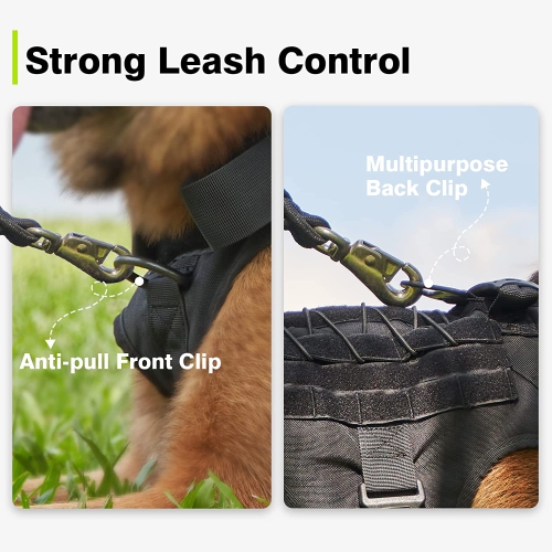 Dog Harness for Large Dogs, Heavy Duty Dog Harness with Handle, No-Pull Service Dog Vest Large Breed, Adjustable Military Dog Vest Harness for
