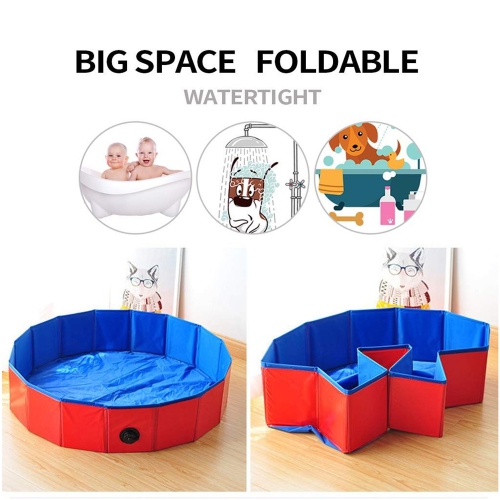 Foldable Dog Pool, Collapsible Hard Plastic Dog Swimming Pool, Portable Bath Tub for Pets Dogs and Cats, Pet Wading Pool for Indoor and Outdoor, 48 x