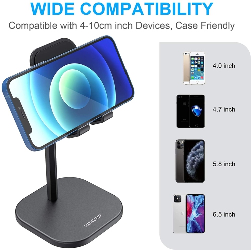Wingomart- Cell Phone Stand, tablet holder Portable Desktop Stand Adjustable Height and Angle Phone Holder Aluminum Metal Stand Compatible with