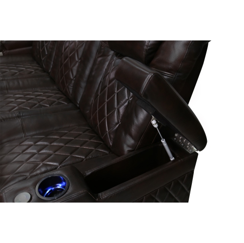 Valencia Tuscany Top Grain 11000 Italian Nappa Leather Power Reclining, Lumbar, Dark Chocolate Home theatre Seating 4-seat Loveseat Left