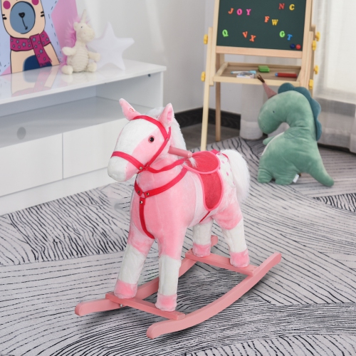 Qaba Rocking Plush Horse Pony Children Kid Ride on Toy w/ Realistic Sound