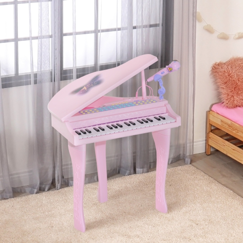 Qaba Mini Electronic Musical Piano 37 Key Keyboard Kids Toy Microphone Stool