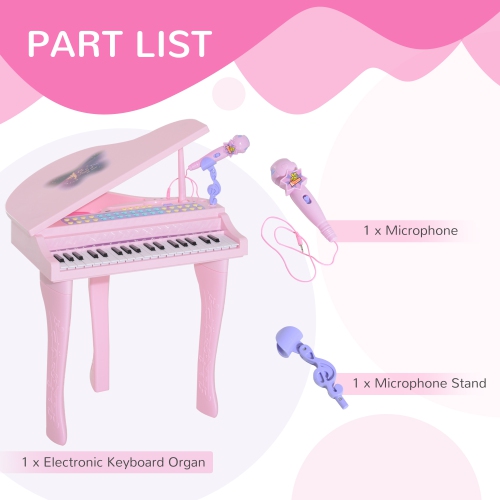 Qaba Mini Electronic Musical Piano 37 Key Keyboard Kids Toy Microphone Stool