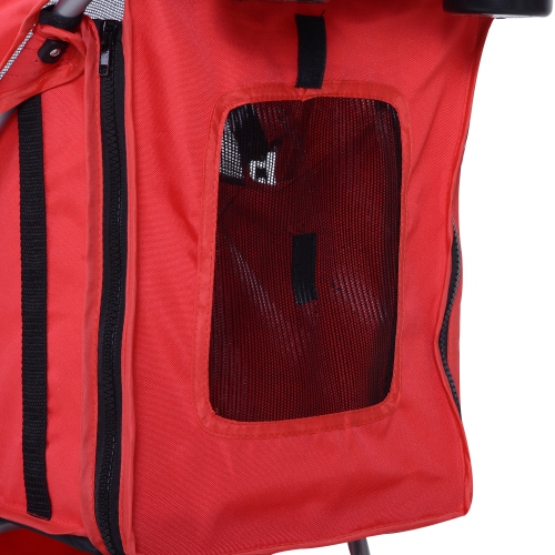 PawHut Pet Stroller Foldable Cup Holder with Storage 4 Wheels Red
